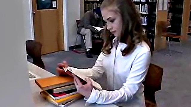 Horny teen April takes a solo study break