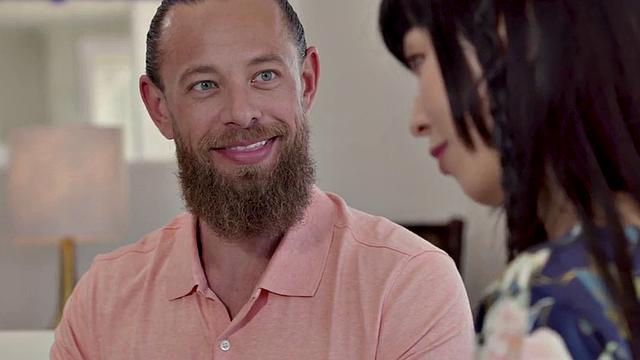 Deepthroating Asian MILF with medium boobs gets fucked