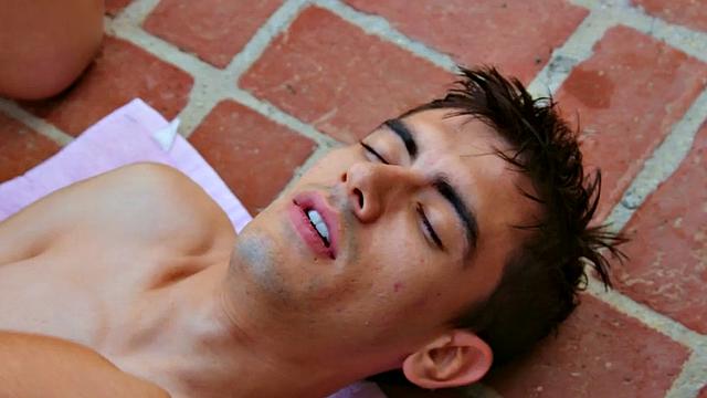 Busty lifeguards threeway pussyfucked by lil guy after bj