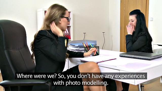 First-time casting with sexy new agent babes and glasses on view