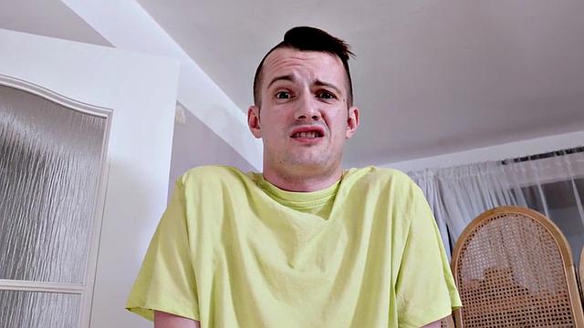 Curvy MILF pussydrilled by nerd while doing laundry