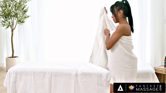 FANTASY MASSAGE - Stressed Ember Snow Enjoys A Hot Massage From Sexy Laney Grey