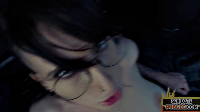 Cute babe pussyfucked in public