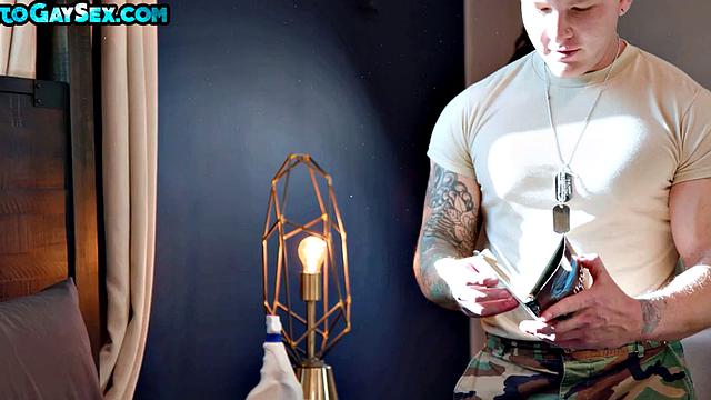 Military bottom fucked and jizzed by buddy in dormitory