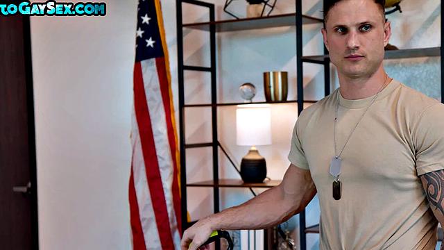 Military bottom fucked and jizzed by buddy in dormitory