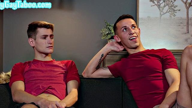 Taboo twink enjoys stepbrothers while home alone