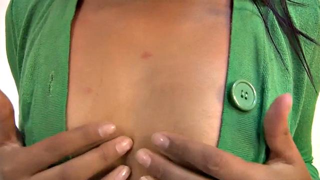 Brunette teen Lorie gets off fingering her tight pussy in solo session