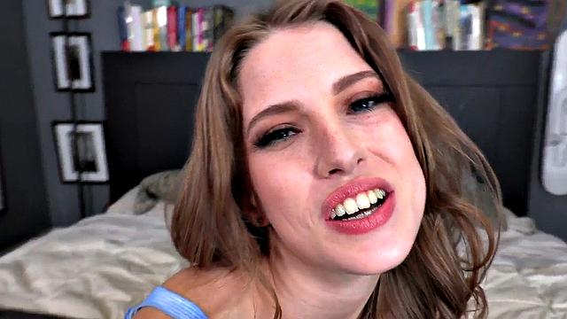 Cockjerking slut titfuc boyfriend before begging for cum