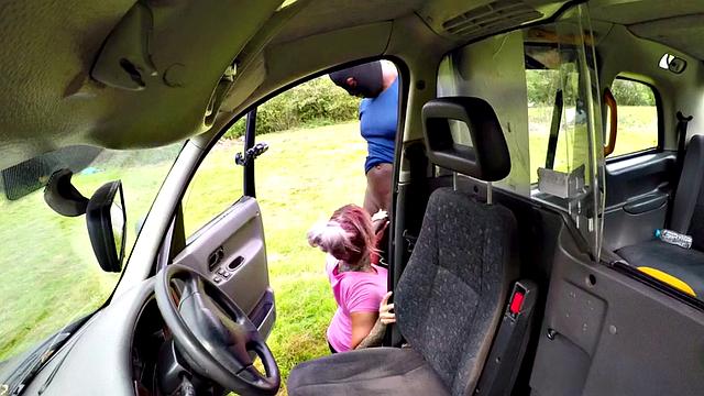 Busty MILF cabbie sucks after being nailed by hung ebony