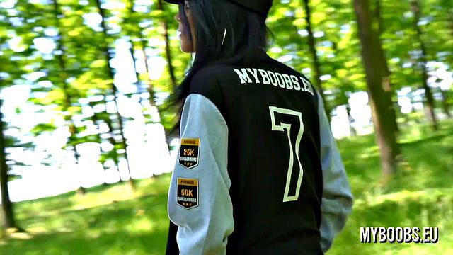 Busty Milf Shione Cooper Smoking And Masturbating In Park