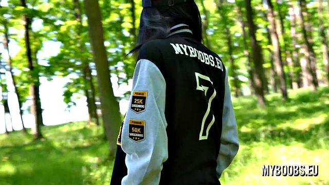 Busty Milf Shione Cooper Smoking And Masturbating In Park