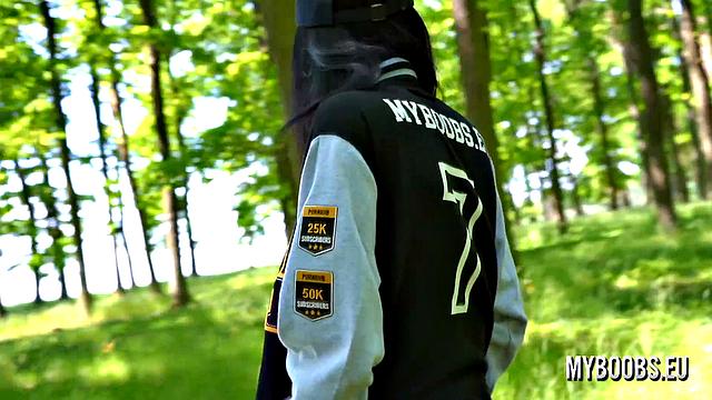 Busty Milf Shione Cooper Smoking And Masturbating In Park