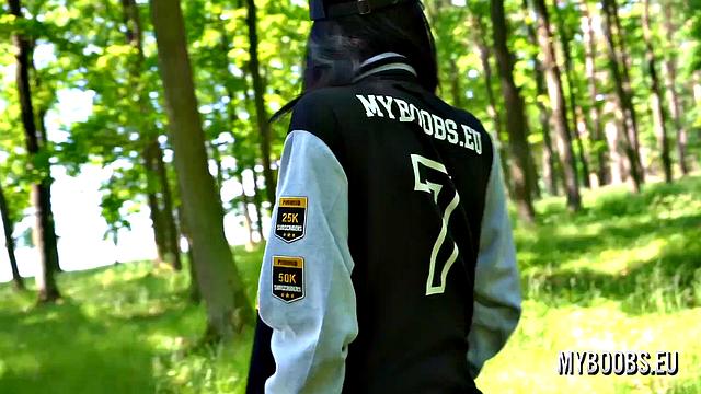 Busty Milf Shione Cooper Smoking And Masturbating In Park