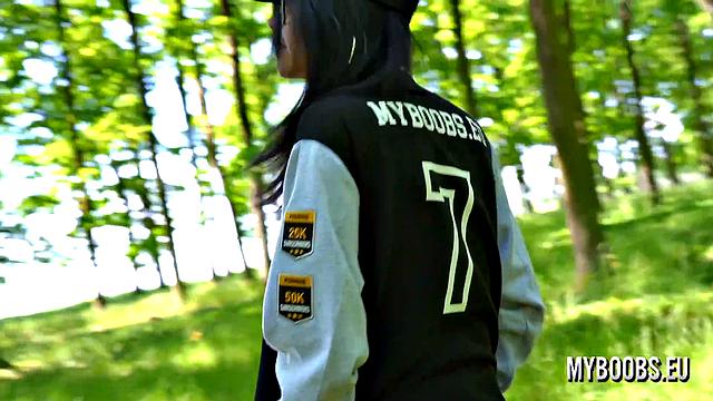 Busty Milf Shione Cooper Smoking And Masturbating In Park