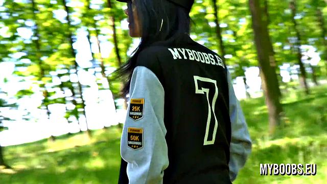 Busty Milf Shione Cooper Smoking And Masturbating In Park