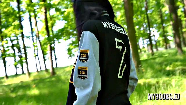 Busty Milf Shione Cooper Smoking And Masturbating In Park