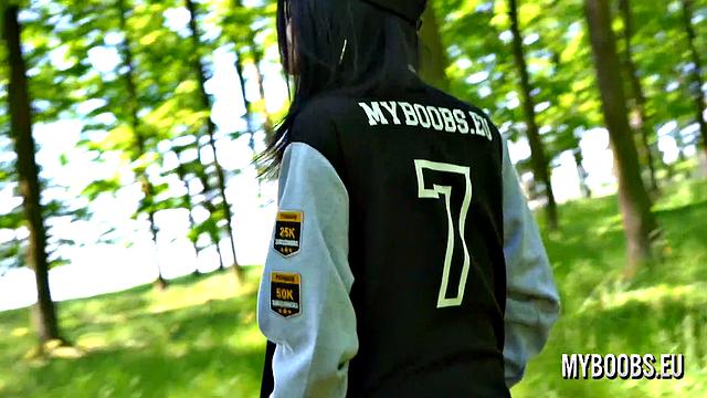 Busty Milf Shione Cooper Smoking And Masturbating In Park