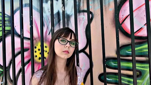 Nerdy Cutie Straddles a Massive Cock and Gives a Handjob in Standing Sex