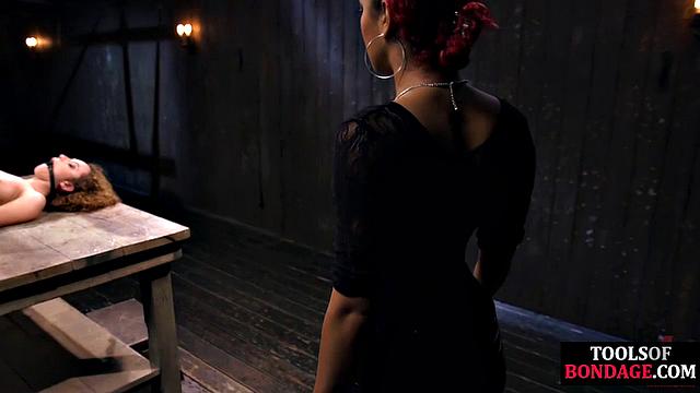 Submissive babe spanked by masters