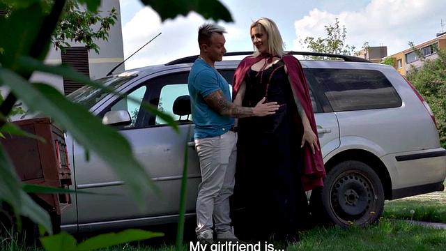 Blindfolded babe smashed by fake priest in doggystyle