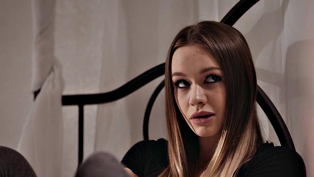 Perv stepdaughter caught masturbating gives head