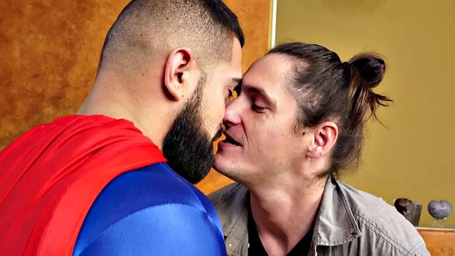 Buff superheroes sucking after bareback in couple
