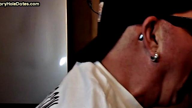 Deepthroating gloryhole DILF eats meat in POV closeup