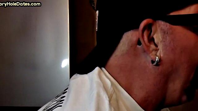 Deepthroating gloryhole DILF eats meat in POV closeup