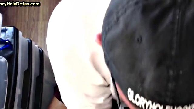 Deepthroating gloryhole DILF eats meat in POV closeup