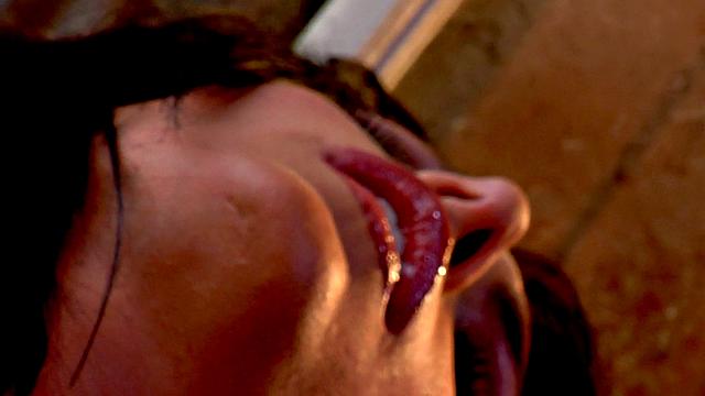 Busty glam babe with pierced nipples masturbating solo