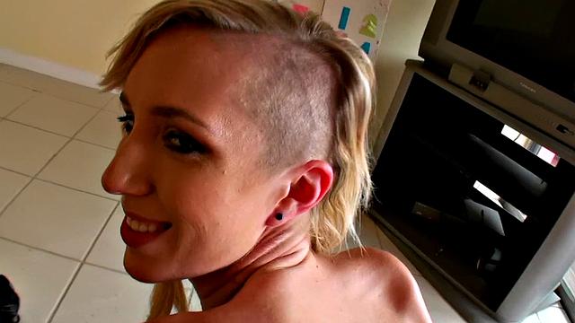 Blonde with small tits enjoys a wild outdoor fuck n lick with a big dick