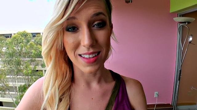 Blonde with small tits enjoys a wild outdoor fuck n lick with a big dick