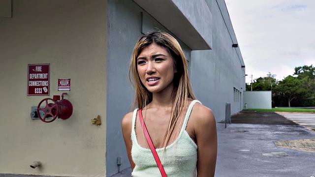 Big cock pounds a hot Asian teen in a car with a smile