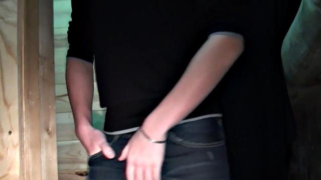 Gloryhole amateur stud fucked in sling by blond after BJ