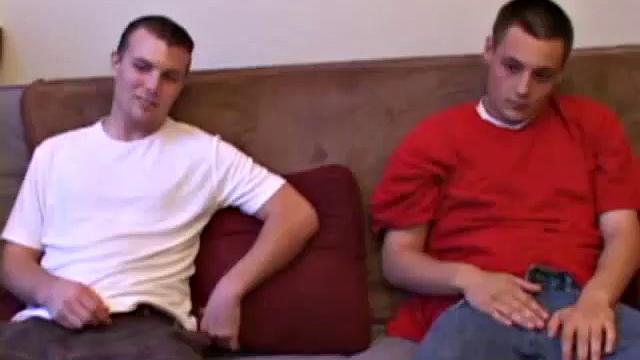 Phil Easy drops in on Gunner Raines and they watch a porn while rubbing their crotches. Cocks come out and after stripping, Gunner goes down on Phil. They pleasure each other and suck each other's dick until blowing huge cum loads.