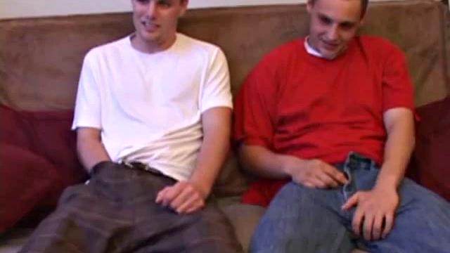 Phil Easy drops in on Gunner Raines and they watch a porn while rubbing their crotches. Cocks come out and after stripping, Gunner goes down on Phil. They pleasure each other and suck each other's dick until blowing huge cum loads.