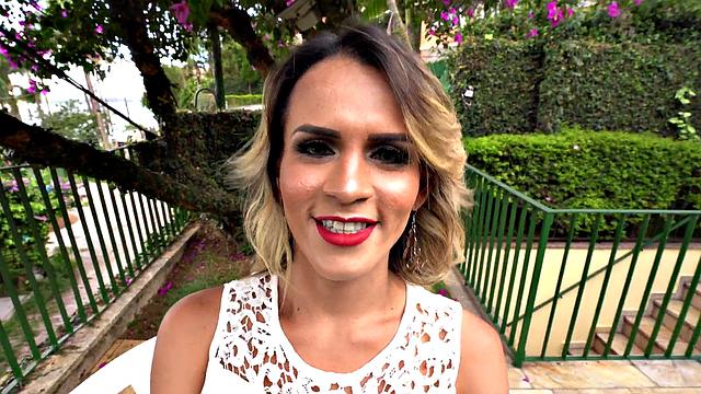 Latina hottie with pierced nipples wanks in thong while getting her big tits and ass out