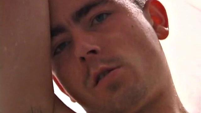 As Dan takes a shower he soaps down his wet naked body, working up a good lather and nice big boner. After edging himself a few times, he's squirting out a monster cum gusher.