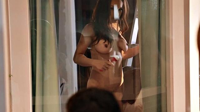 Bisex voyeur babe watches BF assfucked by neighbor