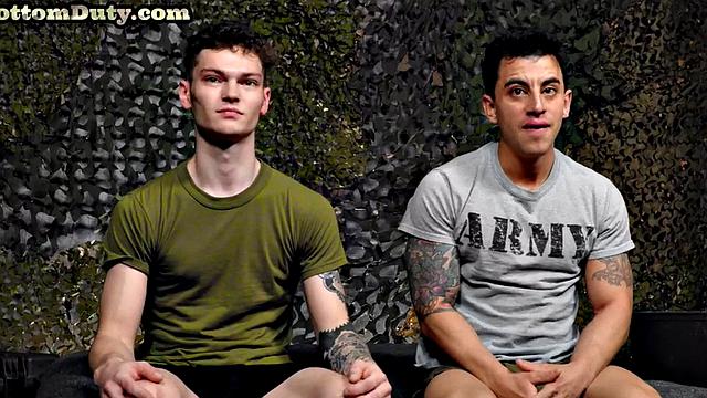 Military stud barebacked by inked top on duty