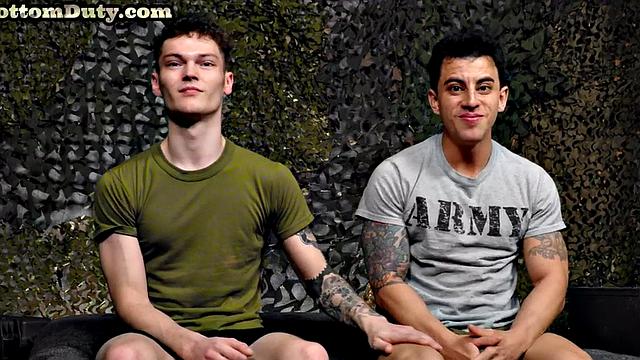 Military stud barebacked by inked top on duty
