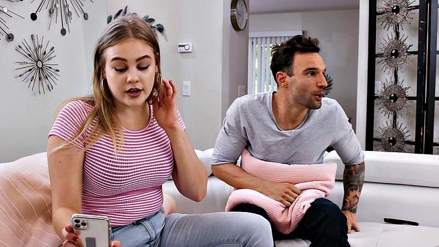 Asian beauty with tattoos takes it like a champ on the couch