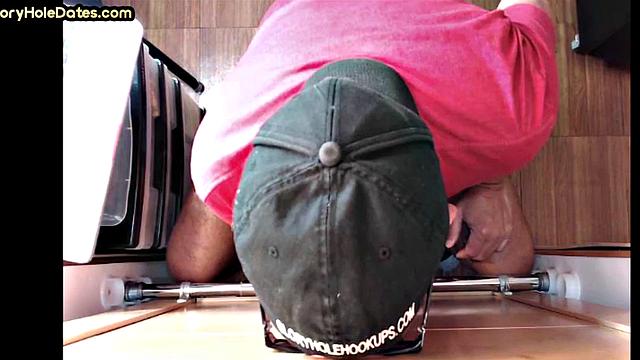 Auntie with Moustache giving blowjob