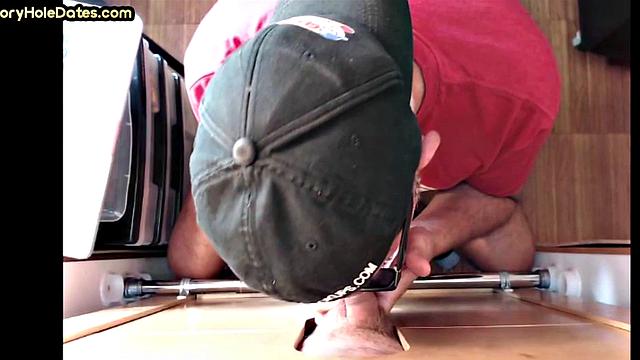 Auntie with Moustache giving blowjob