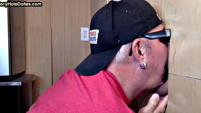 Auntie with Moustache giving blowjob