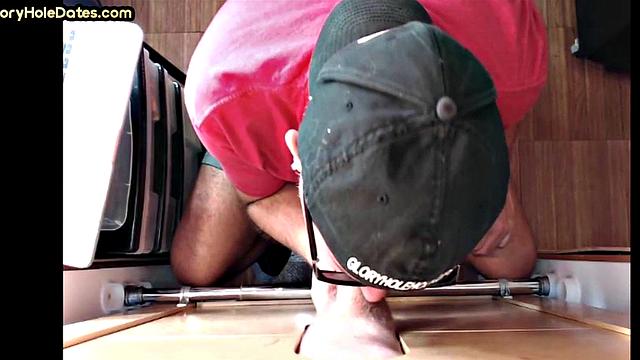 Auntie with Moustache giving blowjob