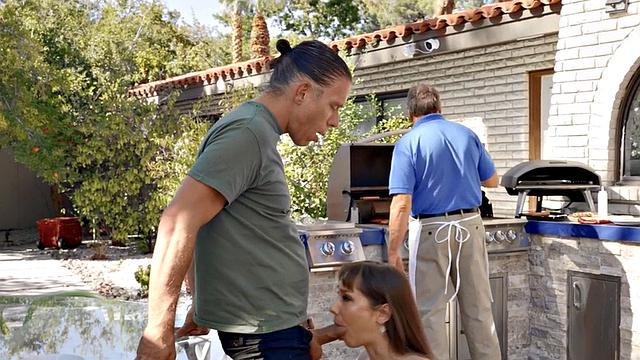 Big ass oiled anal babe fucked in kitchen till cum in mouth