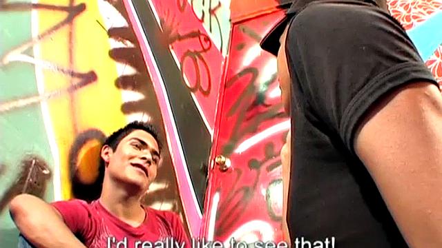 One boy wants to see how big his friend's cock is and it isn't long before he has that big uncut boner in his mouth. By the time they are naked, each has enjoyed the taste of the other's dick.