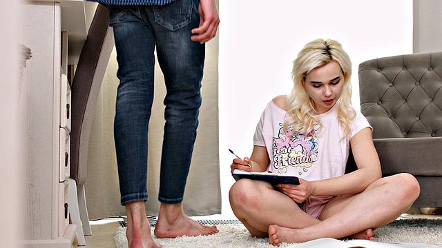 Blonde drinks after sex