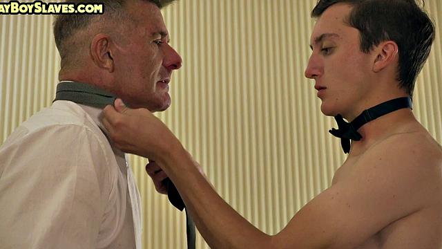 Skinny 21yo sub barebacked by rimming dominant DILF